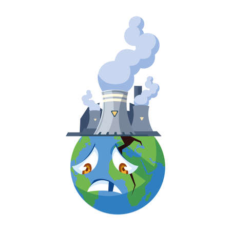 planet earth sick for pollution over white background vector illustration designのイラスト素材