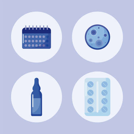 set of icons laboratory and vaccination vector illustration designのイラスト素材