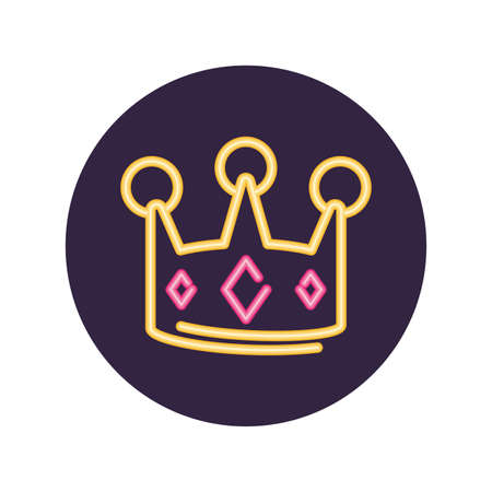 Neon crown inside black circle design, Decoration advertising light lamp retro glowing art bright and fluorescent theme Vector illustrationのイラスト素材