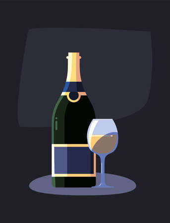 Wine bottle and cup design, Winery alcohol drink beverage restaurant and celebration theme Vector illustrationのイラスト素材