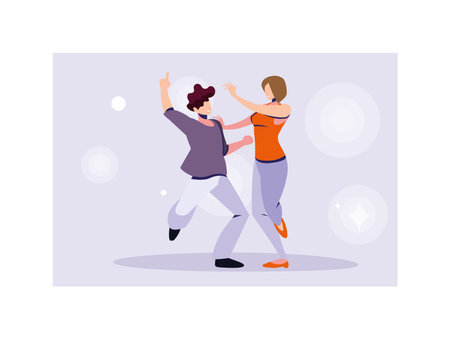 couple of people dancing in nightclub, party, dancing club, music and nightlife vector illustration...