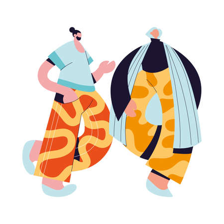 Urban woman and man cartoon with casual cloth design, Girl boy female male person people human and social media theme Vector illustrationのイラスト素材