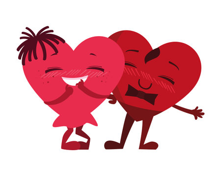 two happy hearts , card valentines day vector illustration designのイラスト素材