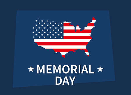 united states map with flag, memorial day vector illustration designのイラスト素材