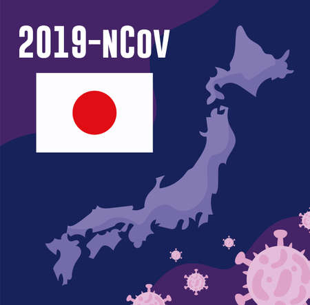 japon map with 2019 ncov infographic vector illustration designのイラスト素材