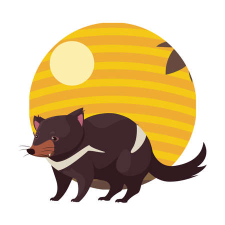 australian tasmanian devil with background landscape vector illustration designのイラスト素材