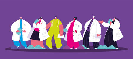 group of doctors , staff and medical team vector illustration designのイラスト素材