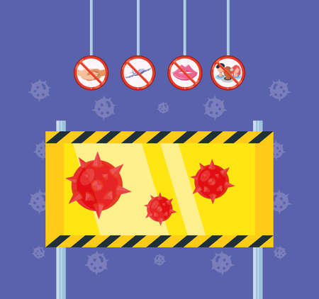 biohazard sign coronavirus infection, coronavirus outbreak danger alert vector illustration designのイラスト素材