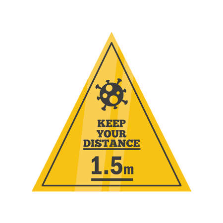 keep your distance of 1,5 m or 1,5 Metres, warning sign vector illustration designのイラスト素材