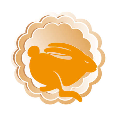 Rabbit with gold flower design, Mid autumn harvest moon festival oriental chinese and celebration theme Vector illustrationのイラスト素材