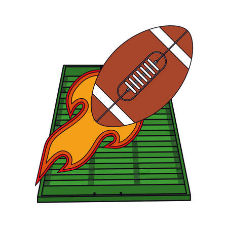 Ball with flame design, American football super bowl sport hobby competition game training equipment tournement and play theme Vector illustrationのイラスト素材