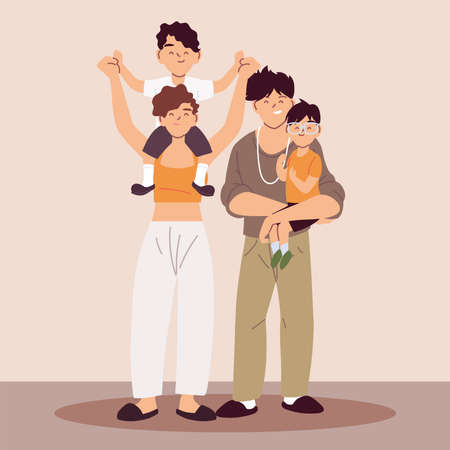 parents with children holding hands vector illustration designのイラスト素材