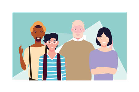 young men with different poses vector illustration designのイラスト素材