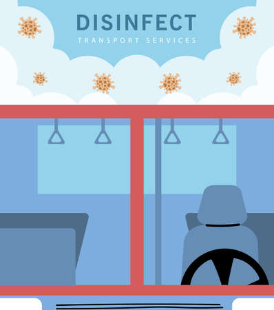 service bus desinfection by covid 19 vector illustration designのイラスト素材