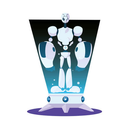white robot cartoon of robotic technology futuristic toy future machine cyborg science android and fiction theme Vector illustrationのイラスト素材
