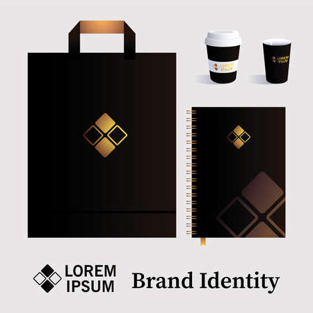 bag paper and cups for elements of brand identity vector illustration designのイラスト素材