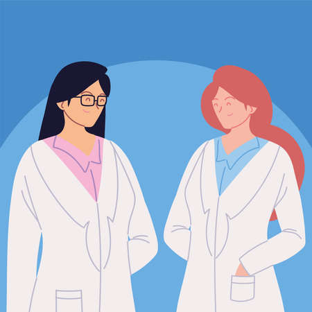 portrait of female doctors, healthcare workers vector illustration designのイラスト素材