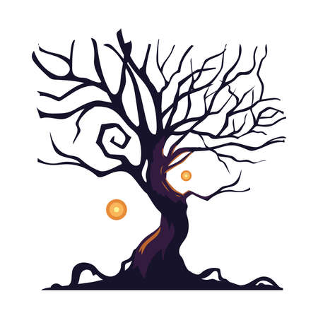 Halloween tree cartoon design, Holiday and scary theme Vector illustrationのイラスト素材