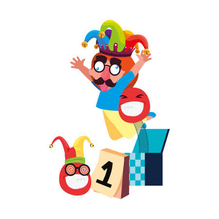 boy with jester hat april fools day vector illustrationのイラスト素材