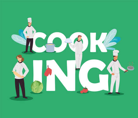 iteam chefs cooking for restaurant vector illustration designのイラスト素材