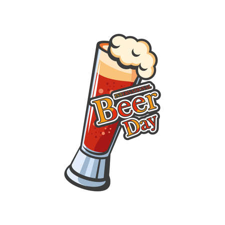 International beer day with glass detailed style icon design, Festival pub alcohol bar and drink theme Vector illustrationのイラスト素材