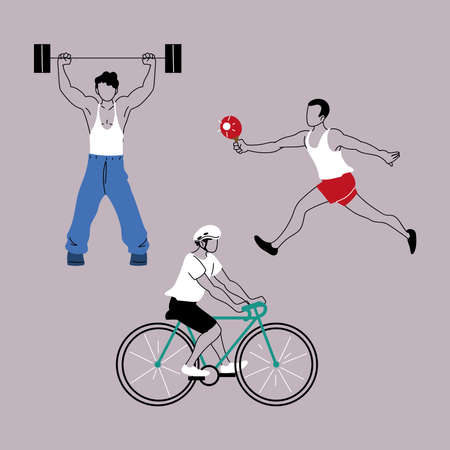 group of people in sports activities vector illustration designのイラスト素材