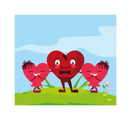 cheerful hearts , card valentines day vector illustration designのイラスト素材