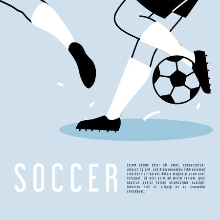soccer player legs in action or moving with ball vector illustration designのイラスト素材