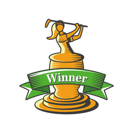 winner label with golf trophy on white background vector illustration designのイラスト素材