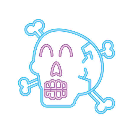skull in neon light for halloween vector illustration designのイラスト素材