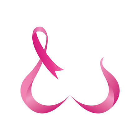 detailed pink ribbons, badges, breast cancer awareness vector illustration designのイラスト素材
