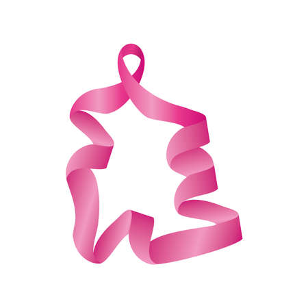 detailed pink ribbon, badge, breast cancer awareness vector illustration designのイラスト素材