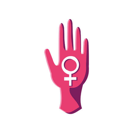 feminism hand with gender detailed style icon design international movement theme Vector illustrationのイラスト素材