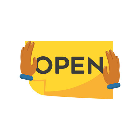 hands holding paper with open text detailed style icon design of shopping and covid 19 virus theme Vector illustrationのイラスト素材