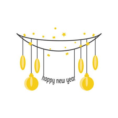 Happy new year with spheres detailed style icon design, Welcome celebrate and greeting theme Vector illustrationのイラスト素材