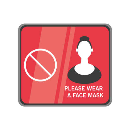 place wear a face mask advise and woman with ban detailed style icon design of New normal and Covid 19 virus theme illustrationのイラスト素材