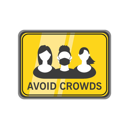 avoid crowds warning sign detailed style icon design of New normal and Covid 19 virus theme Vector...