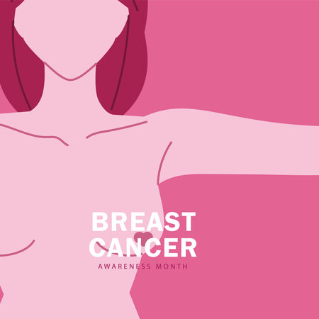 breast cancer awareness mounth and woman body vector illustration designのイラスト素材