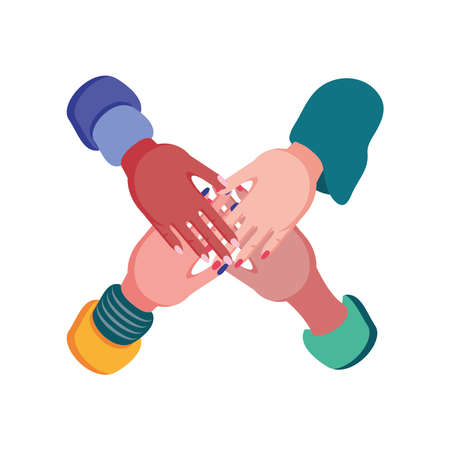 female hands touching each other detailed style icon design of People arm finger person learn communication healthcare theme Vector illustrationのイラスト素材