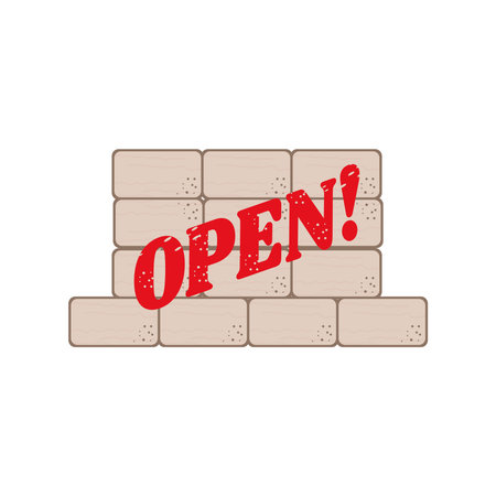 open on bricks wall detailed style icon design of shopping and covid 19 virus theme Vector illustrationのイラスト素材