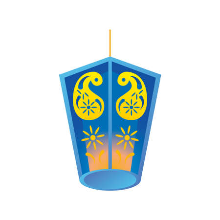 diwali lantern hanging detailed style icon design, india festival of lights theme Vector illustrationのイラスト素材