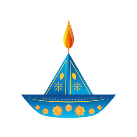 diwali candle detailed style icon design, india festival of lights theme Vector illustrationのイラスト素材