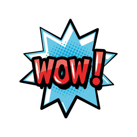 pop art wow explosion bubble detailed style icon design of retro expression comic theme Vector illustrationのイラスト素材