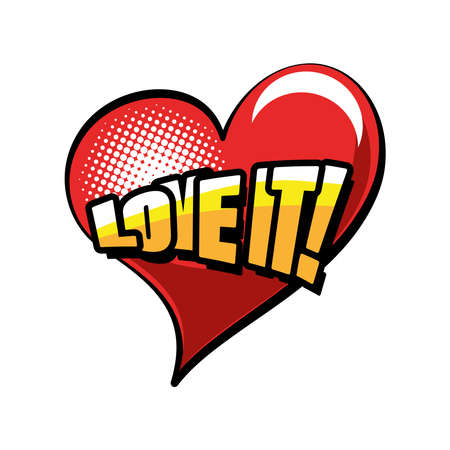 pop art love it heart detailed style icon design of retro expression comic theme Vector illustrationのイラスト素材