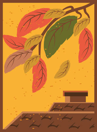 Autumn leaves design, season nature ornament garden decoration and botany theme Vector illustrationのイラスト素材