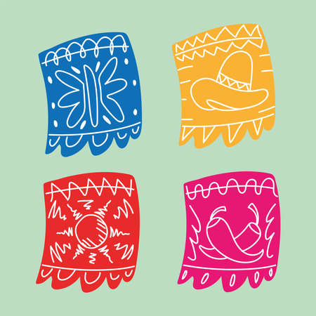 set of mexican decorative garlands vector illustration designのイラスト素材