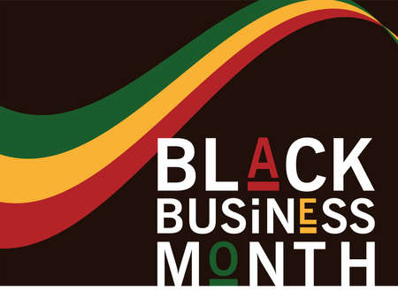 Black business month with green yellow and red ribbon design of economic equality and celebration theme Vector illustrationのイラスト素材