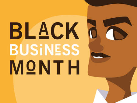 Black business month with afro man cartoon head design of economic equality and celebration theme Vector illustrationのイラスト素材