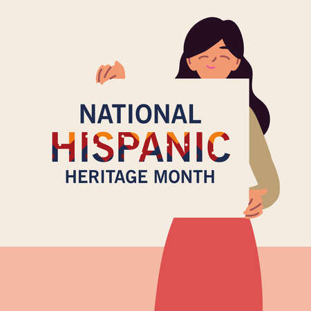 national hispanic heritage month with latin woman cartoon design, culture and diversity theme Vector illustrationのイラスト素材