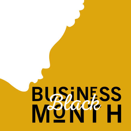 Black business month with afro woman head silhouette design of economic equality and celebration theme Vector illustrationのイラスト素材